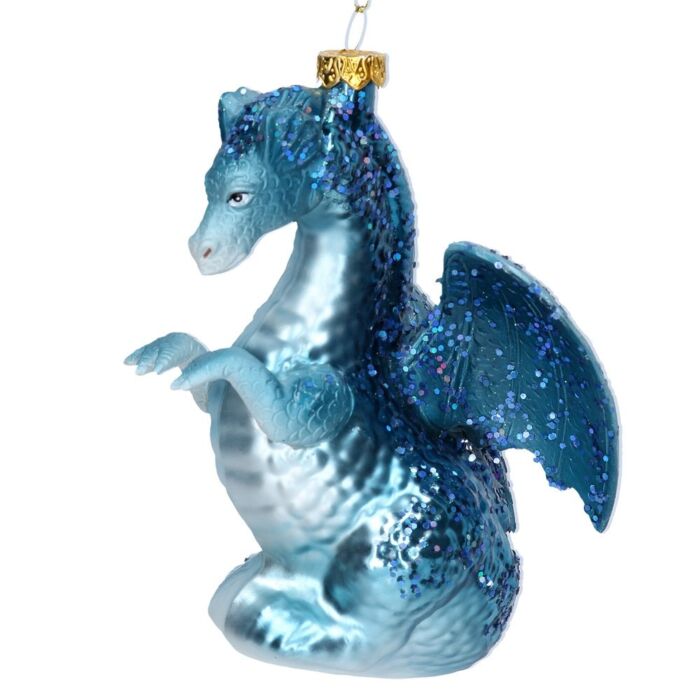 Gisela Graham - Glass Shape Blue Dragon - 12cm